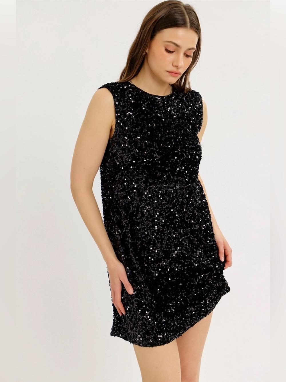 NWT Holiday Magic Sequin Velvet Dress with Back Contrast Ribbon